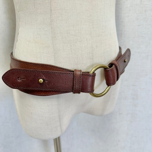 Ralph Lauren Brown Leather O Ring Belt Genuine Leather Size Medium - Picture 4 of 13